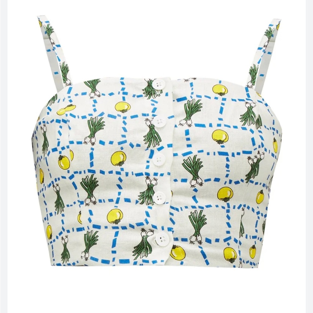 Staud Vegetable Linen Crop Top Sz 6